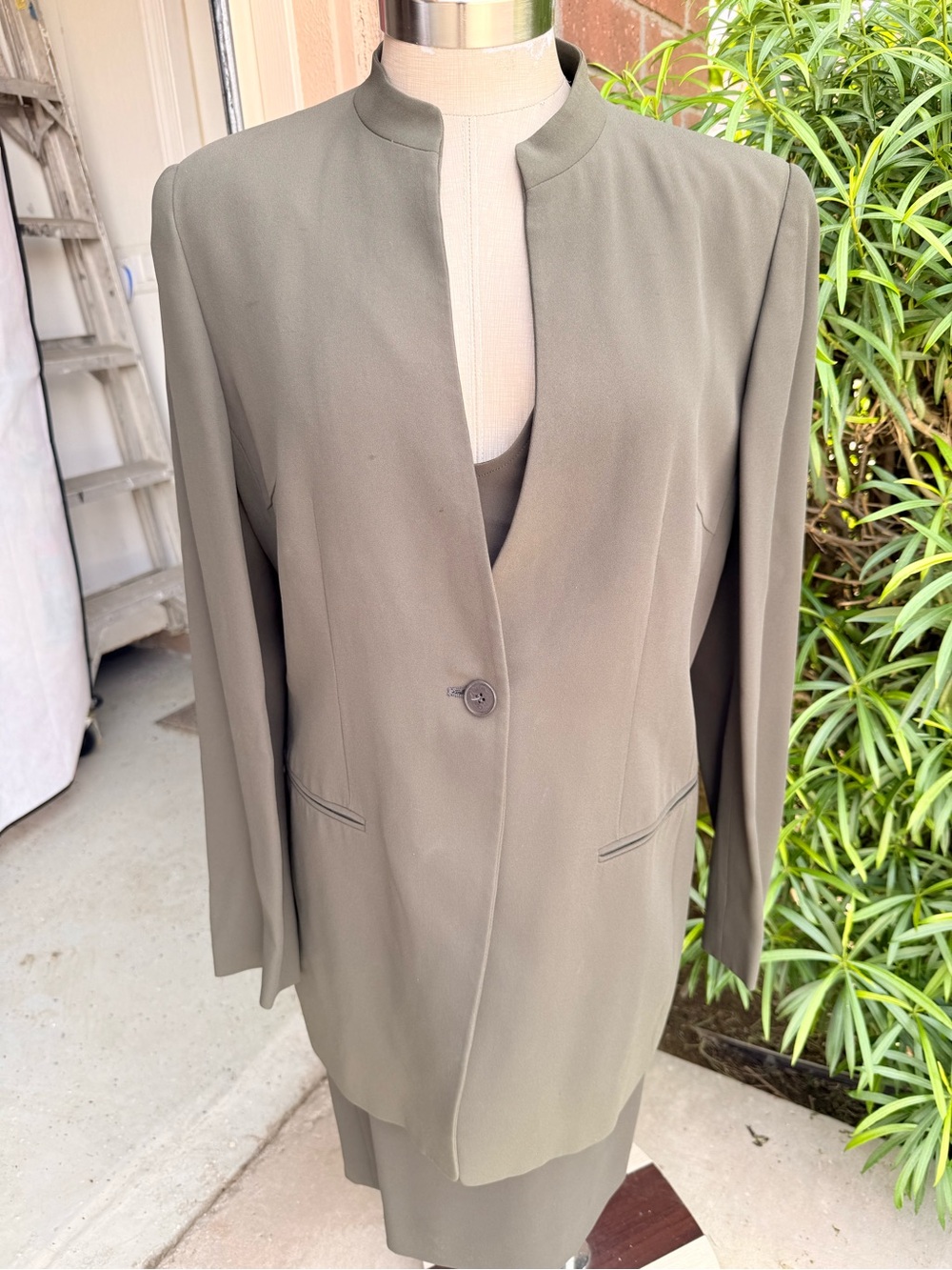 Armani Women’s Olive Green Suit with Cami top, skirt  and slacks